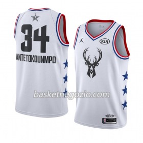 Canotte Uomo Milwaukee Bucks Giannis Antetokounmpo 34 2019 All-Star Jordan Brand Bianco Swingman